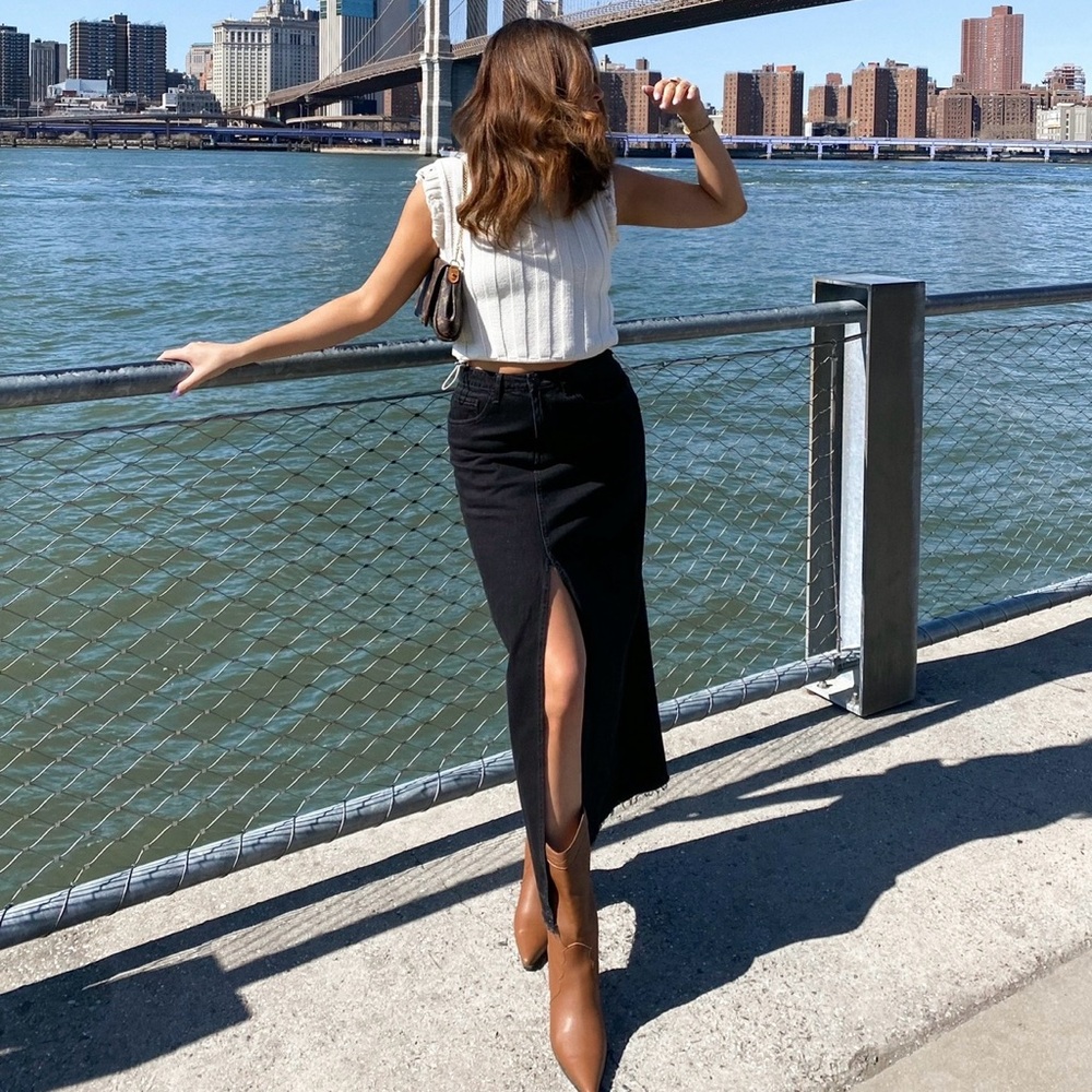BDG Black Denim Maxi Skirt
